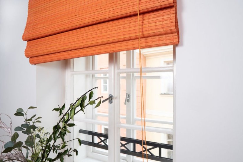 Raffrollo aus Bambus - orange - Breite der Rollos: 80 cm, Rolllden  ausfahren: 200 cm :: Adalsol