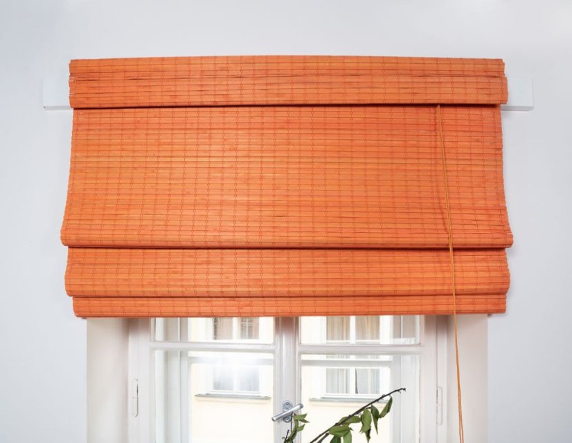 Raffrollo aus Bambus - orange - Breite der Rollos: 60 cm, Rolllden  ausfahren: 150 cm :: Adalsol