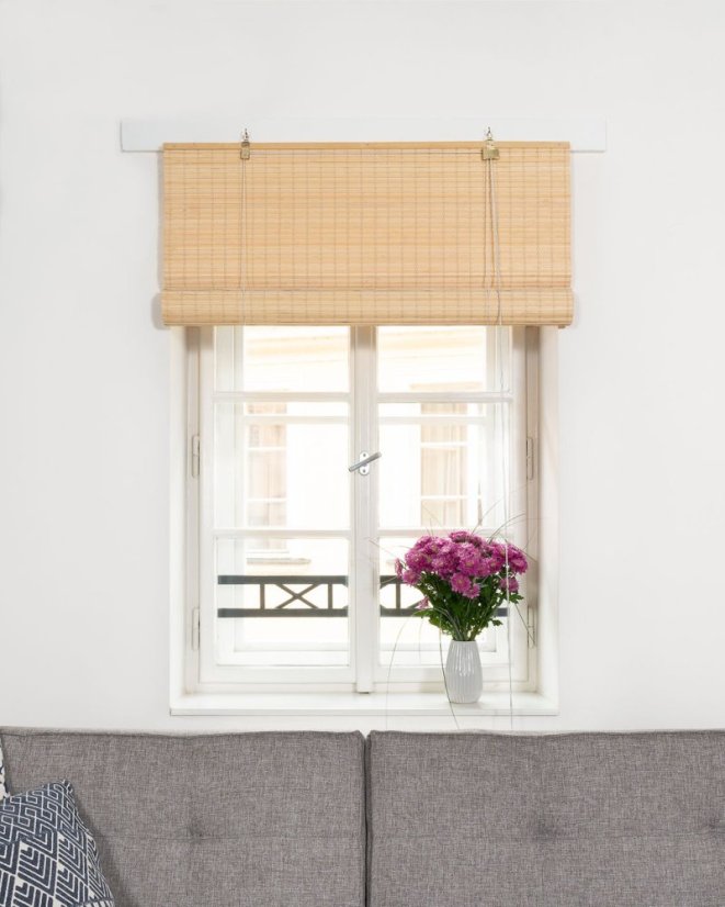 Verdunkelungsrollo aus Bambus - Naturfarbe - Breite der Rollos: 150 cm,  Rolllden ausfahren: 150 cm :: Adalsol